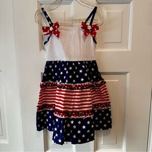 Bonnie Jean Red, White & Blur Star Americana Dress